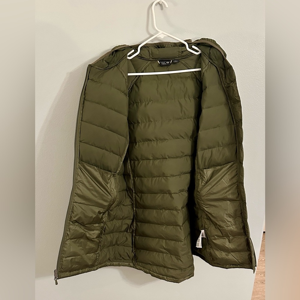 Mountain Hardwear Olive Hooded Long Puffer Coat